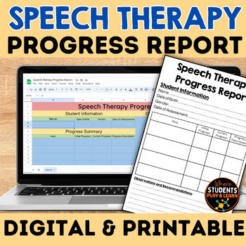Preview of Speech Therapy Progress Report Template Digital & Printable