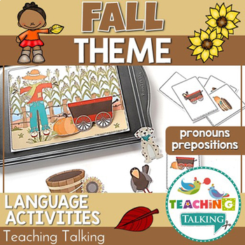 Preview of Fall Speech Therapy and Language Activities for Pronouns & Prepositions