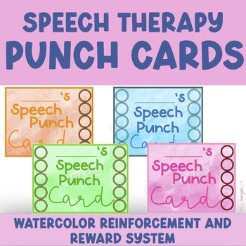 Preview of Speech Therapy Punch Cards- Watercolor/Colorful Reinforcement/Reward System