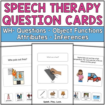 Preview of Speech Therapy Questions - WH Questions Attributes Object Function with Visuals