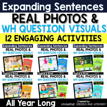 Preview of Speech Therapy Picture Scenes, WH Questions, ELL, Autism, Spring Included
