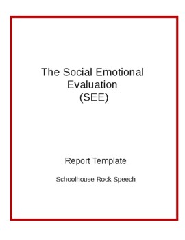 Preview of Speech Therapy Report Template SEE - Social Emotional Evaluation