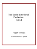 Speech Therapy Report Template SEE - Social Emotional Evaluation