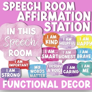 Preview of Speech Therapy Room Affirmation Station- Back to School Speech Room Decor