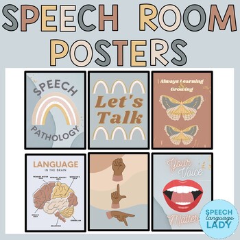 Speech Therapy Room Decor Posters | Muted Boho Rainbows by Speech ...