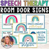Speech Therapy Room Door Signs Boho Rainbow | Editable