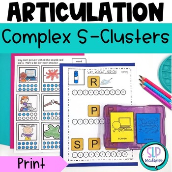 Preview of Speech Therapy S Blends Worksheets Flashcards  l  S Clusters Complexity Approach