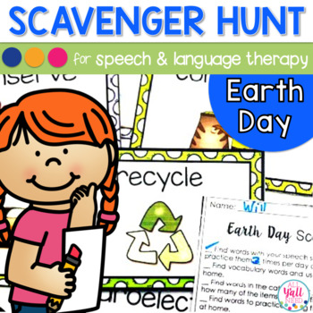 Preview of Speech Therapy Scavenger Hunt for Earth Day