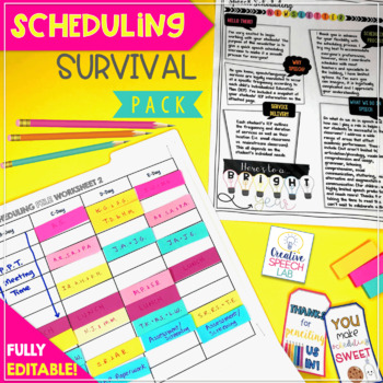 Preview of Speech Therapy Scheduling Survival Pack {Editable}