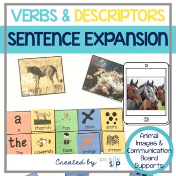 Preview of Speech Therapy Sentence Expansion Verbs & Descriptors AAC Printable + Digital