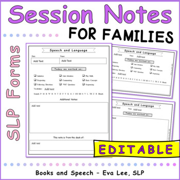 Preview of Speech Therapy Session Notes for Parents and Caregivers