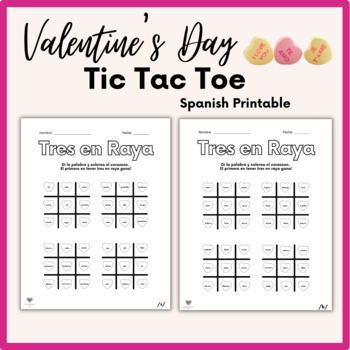Preview of Spanish Articulation Valentine's Day Tic-Tac-Toe for Speech Therapy