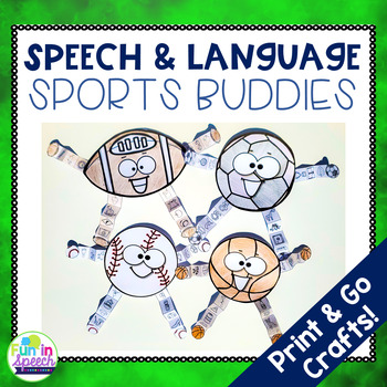Preview of Speech Therapy Sports Crafts with Print and Go Speech Therapy Activities
