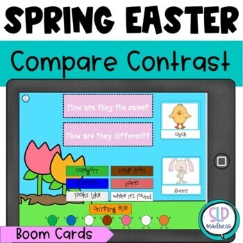 Preview of Spring Similarities & Differences Describing Pictures Speech Therapy Boom Cards