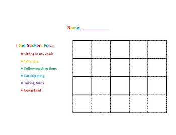 Speech Therapy Sticker Chart