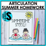 Speech Therapy Summer Articulation Homework Packets - S & 