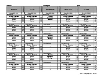 Preview of Speech Therapy: Therapy Schedule Template