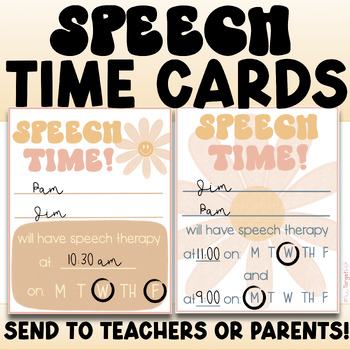 Preview of Speech Therapy Time Card Reminder Notes for Parents, Teachers, Students - Retro