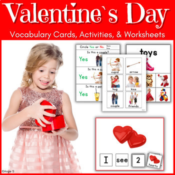 Preview of Valentine`s Day Speech Therapy Activities Worksheets Cards Special Ed Autism ESL