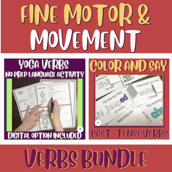 Preview of Speech Therapy Verbs Activity BUNDLE - Speech Therapy Verb Task Cards Worksheets