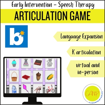 Preview of Speech Therapy Virtual Artic K Game, Language Expansion, Early Intervention /k/