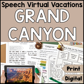 Preview of Speech Therapy Virtual Vacation - Grand Canyon - MIXED GROUPS, Artic & Language