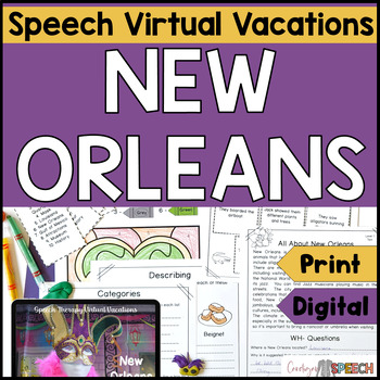 Preview of Speech Therapy Virtual Vacation New Orleans MIXED GROUPS Articulation & Language