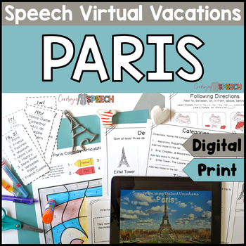 Preview of Speech Therapy Virtual Vacation - Paris - MIXED GROUPS, Articulation & Language