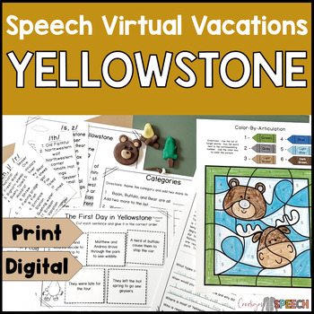 Preview of Speech Therapy Virtual Vacation - Yellowstone - MIXED GROUPS, Artic & Language