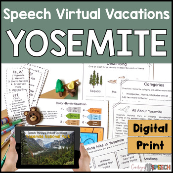 Preview of Speech Therapy Virtual Vacation Yosemite MIXED GROUPS, Articulation & Language