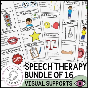 Preview of Speech Therapy Visual Supports Bundle Articulation Language Pragmatics Posters