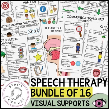Preview of Speech Therapy Visual Supports Bundle Articulation Language Pragmatics Posters