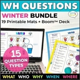 Speech Therapy WH Questions with Pictures Winter Dough Mat