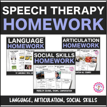 Preview of Speech Therapy Weekly Homework: Lang, Artic, & Social Distance Learning