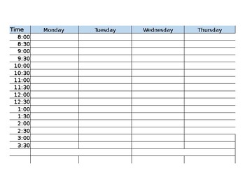 Preview of Speech Therapy Weekly Schedule