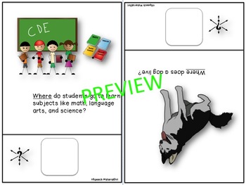 Speech Therapy Wh-Questions WHERE Interactive Booklet Autism Visual