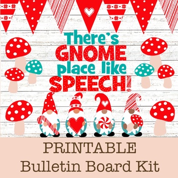 Preview of Speech Therapy Winter, January Bulletin Board Kit, Holiday, Gnome, Door Decor
