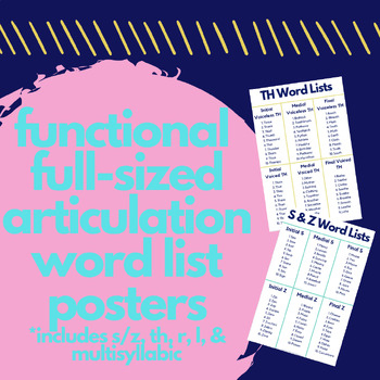 Preview of Speech Therapy Word List Poster Bundle