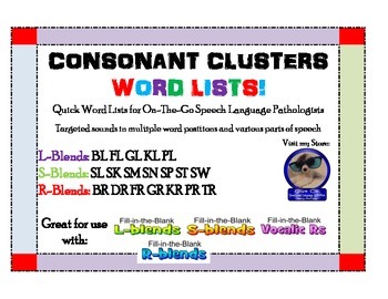 Preview of Speech Word Lists--More Consonant Clusters Than You Ever Thought You'd Need!