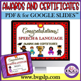Preview of Speech Therapy and Language Therapy Awards and Certificates | Google Drive & PDF
