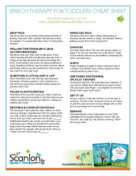 Preview of Speech Therapy for Toddlers Cheat Sheet