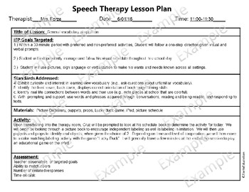 Speech Therapy general lesson plan template by Forza Education | TpT