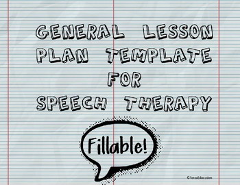 Preview of Speech Therapy general lesson plan template