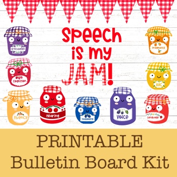 Preview of Speech Therapy is my Jam Bulletin Board/Door Decor Kit, Summer Classroom Decor
