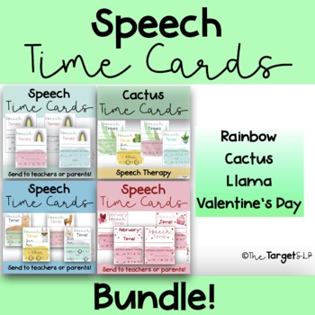 Preview of Speech Time Card Reminder Notes for Teachers and Parents- BUNDLE!