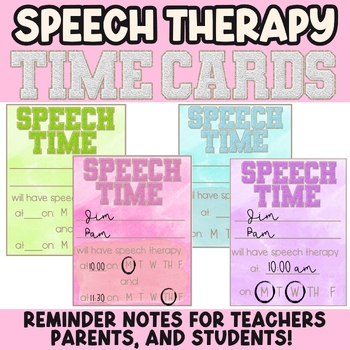 Preview of Speech Time Card Reminder Notes for Teachers and Parents- Varsity Patch Theme
