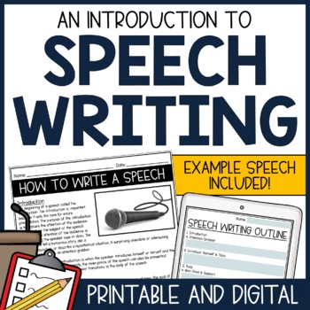 Preview of Speech Writing Lesson | Public Speaking | Printable & Digital