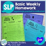 Speech and Language - Basic Homework - 3 Week FREEBIE