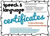 Speech and Language Certificates | Pack 1 