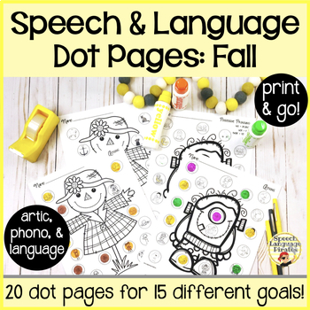 Preview of Speech and Language Fall Preschool Activities - Dot and Dough